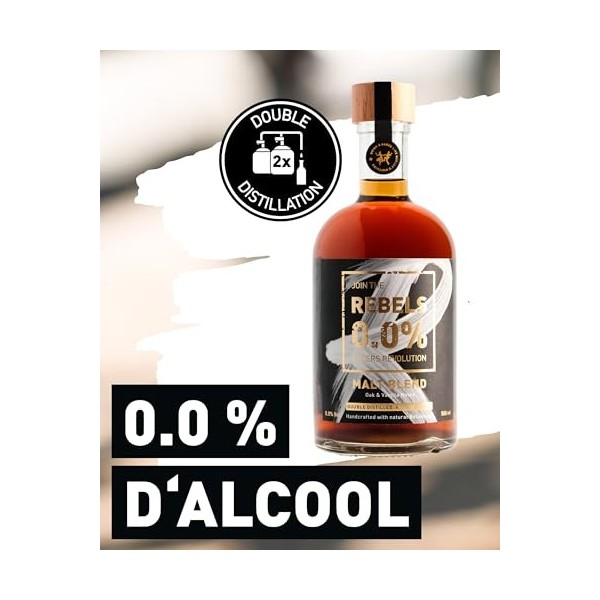 REBELS 0.0% Alternative Whisky sans alcool 500 ml | Malt Blend | Distillé deux fois pour un arôme intense | Boisson fabriqué 