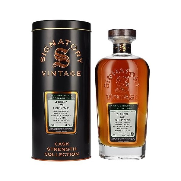 Signatory Vintage GLENLIVET 15 Years Old Cask Strength 2006 63,7% Vol. 0,7l in Tinbox