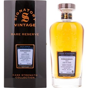 Signatory Vintage BUNNAHABHAIN 42 Years Old RARE RESERVE Cask Strength 1973 47,9% Vol. 0,7l in Holzkiste