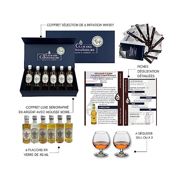 Coffret Dégustation Initiation Whisky 6 x 40ml - En Solo Ou En Duo - Le Club Des Connaisseurs - Coffret Cadeau Homme