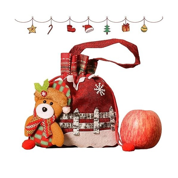 MKYOKO Bonbons Noël avec Cordon Serrage | Sacs Cadeaux Noël pour Bonbons | Sacs demballage Noël Portables avec Cordon Serrag