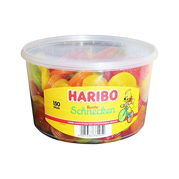 Haribo Fruchtschnecken, Ours dOr, Bonbon Gélifié aux Fruits, 150 Bonbons, Boîte 1200g