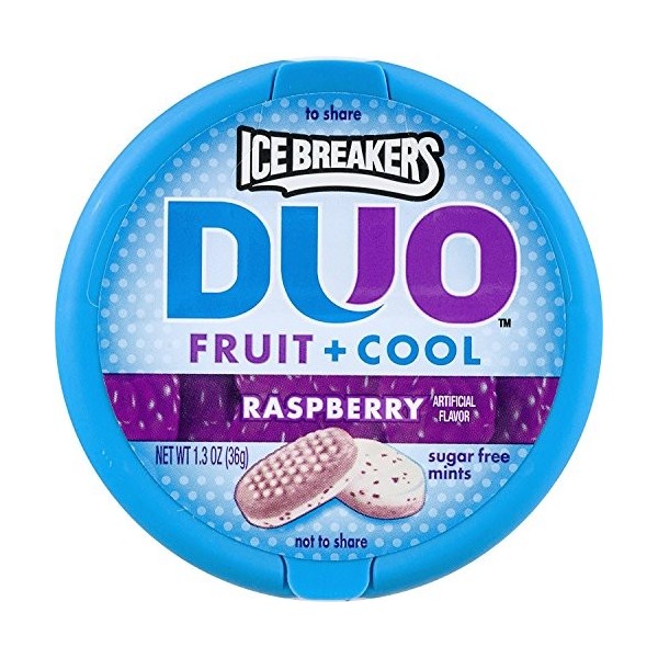 Ice Breakers DUO FRUITS & COOL FRAMBOISE SUCRE MINTS GRATUIT 1 x 36g TUB IMPORT AMÉRICAIN