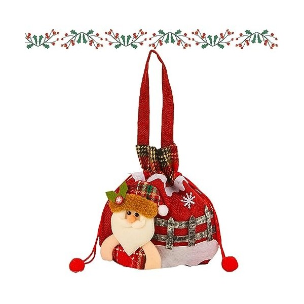 BBAUER Sacs Noël - Sacs Noël pour Bonbons,Sacs demballage Noël Portables avec Cordon Serrage pour, Fournitures fête
