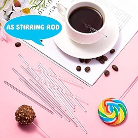 JOPEDIN 100 PièCes 4 Pouces Acrylique Bâtons de Sucette Tiges Acryliques RéUtilisables Claires pour Faire des Sucettes Gâteau