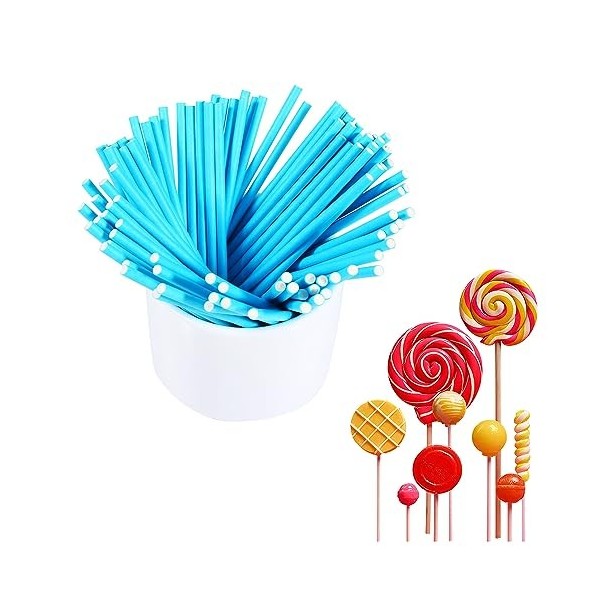 100 BâTonnets de Sucettes, BâTonnets de Sucettes ColoréEs de 4 Pouces, BâTonnets de Sucette pour Bonbons, Chocolat Sucré, Fab