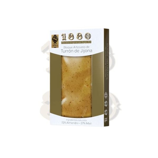 1880 Bloc de Touron de Jijona Fait à La Main/Ingrédients Nobles sans Gluten 200 g 1 Unité