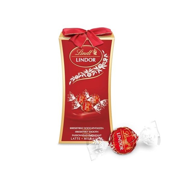 Lindt - Mini Cadeau LINDOR Lait - Chocolat au Lait - Cœur Fondant - Idéal pour Noël, 75g