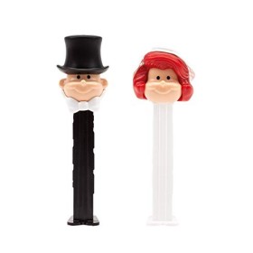 PEZ - Twinpack licence Mariage Bride & Groom-Combinaison unique de 2 distributeurs et de bonbons aux goûts Lychee -Contient 2
