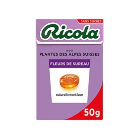 Ricola - Bonbons aux Plantes Suisses - Parfum Fleurs de Sureau - Rafraîchissant - Sans Sucres - Boîte de 50g