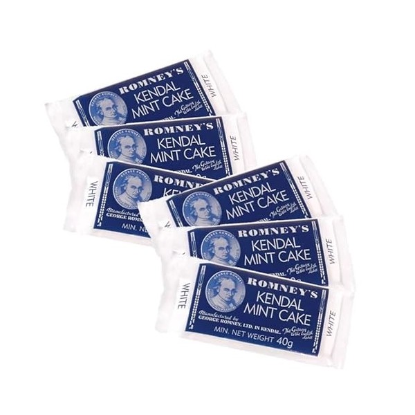 Kendal Mint Cake Romneys Kendal Lot de 6 barres à la menthe Blanc 40 g
