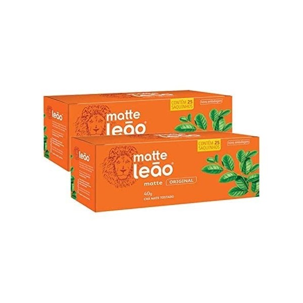 Emballer le lion de Matte Leão toasté - 2x 25 sacs 40g Leão Pack Chá Matte Leão Tostado - 2x 25 saquinhos 40g 