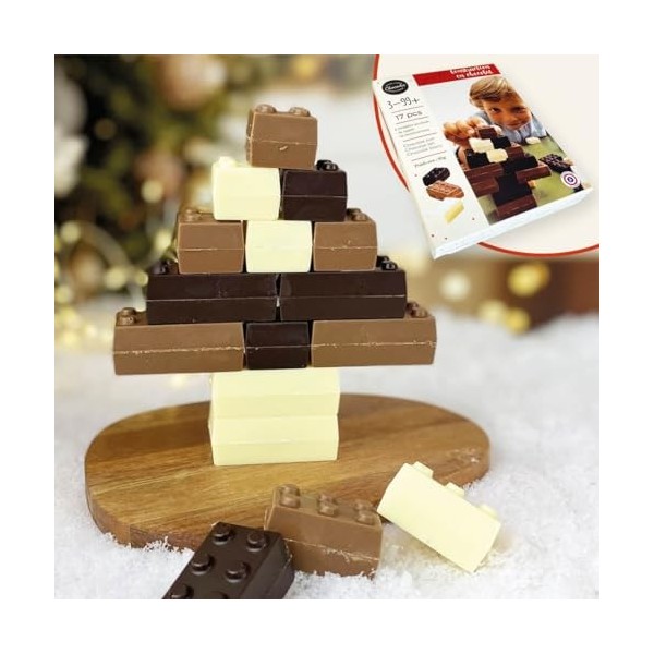 Jeu de construction en chocolat | moulage de noël | Chocolat enfants | Chocolat Noel artisanal Chocodic