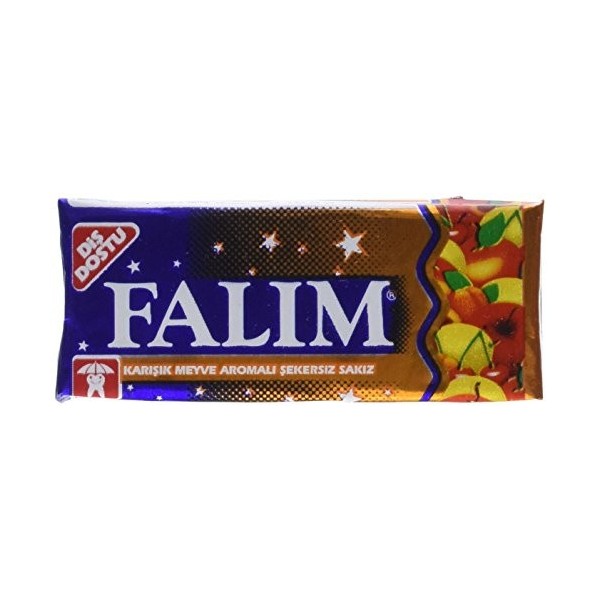 Falim Sugarless Plain Gum, Fruit Mix Flavoured, 20 Pack, 100 Pieces Each