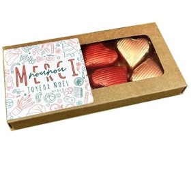 NostalGift.com - Joyeux noël - Cœurs "Merci Nounou" au chocolat au lait et chocolat noir praliné