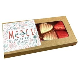 NostalGift.com - Joyeux noël - Cœurs "Merci Maître" au chocolat au lait et chocolat noir praliné