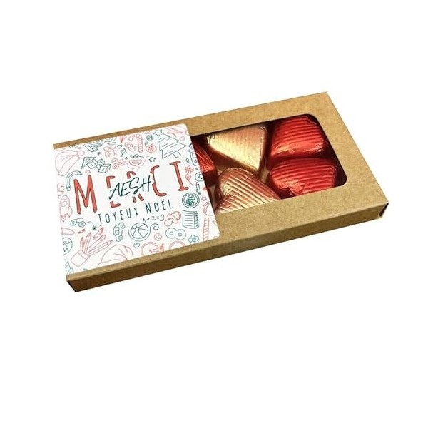 NostalGift.com - Joyeux noël - Cœurs "Merci AESH" au chocolat au lait et chocolat noir praliné