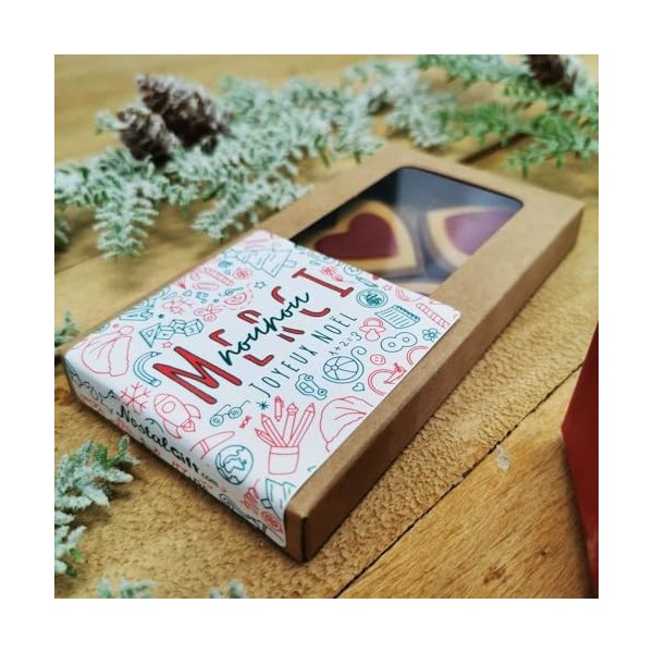 NostalGift.com - Joyeux noël - Cœurs "merci nounou" au chocolat au lait rouge et blanc