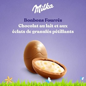 Milka - Bonbons Fourrés Chocolat au Lait Pétillant - Œufs en Chocolat de Pâques - Au Lait du Pays Alpin - Cacao 100% Durable 