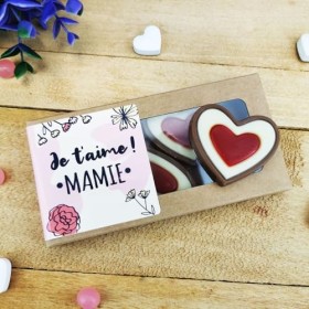 NostalGift.com - Cœurs "Je taime mamie" au chocolat au lait rouge et blanc x4