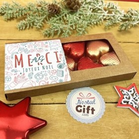 NostalGift.com - Joyeux noël - Cœurs "Merci AVS" au chocolat au lait et chocolat noir praliné