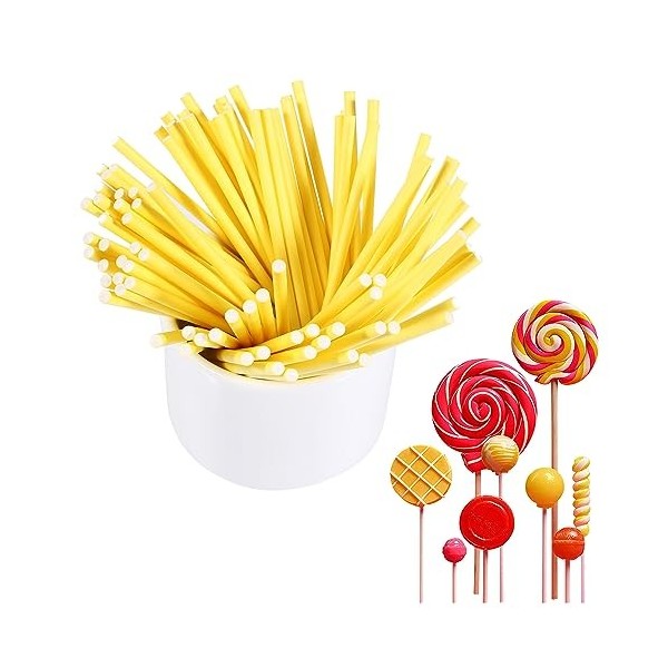 100 BâTonnets de Sucettes, BâTonnets de Sucettes ColoréEs de 4 Pouces, BâTonnets de Sucette pour Bonbons, Chocolat Sucré, Fab