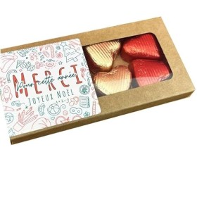 NostalGift.com - Joyeux noël - Cœurs "Merci pour cette année" au chocolat au lait et chocolat noir praliné