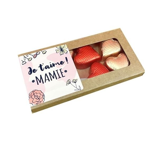 NostalGift.com - Cœurs "Je taime Mamie" au chocolat au lait et chocolat noir praliné