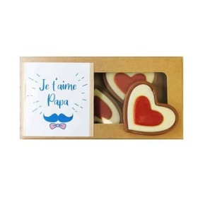 NostalGift.com - Cœurs "Je taime papa" au chocolat au lait rouge et blanc x4