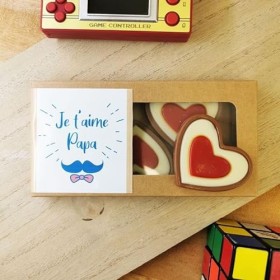 NostalGift.com - Cœurs "Je taime papa" au chocolat au lait rouge et blanc x4