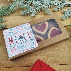 NostalGift.com - Joyeux noël - Cœurs "merci maître" au chocolat au lait rouge et blanc