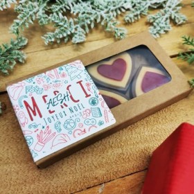 NostalGift.com - Joyeux noël - Cœurs "merci AESH" au chocolat au lait rouge et blanc