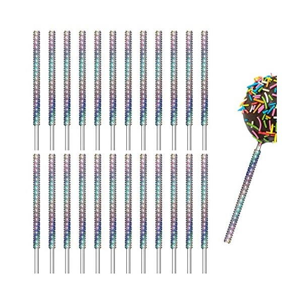 pommes Bling Candy - Bâtonnets pommes caramélisés pour barbecue en acrylique Bling 5,9 pouces | 24 pièces support bâton sucet