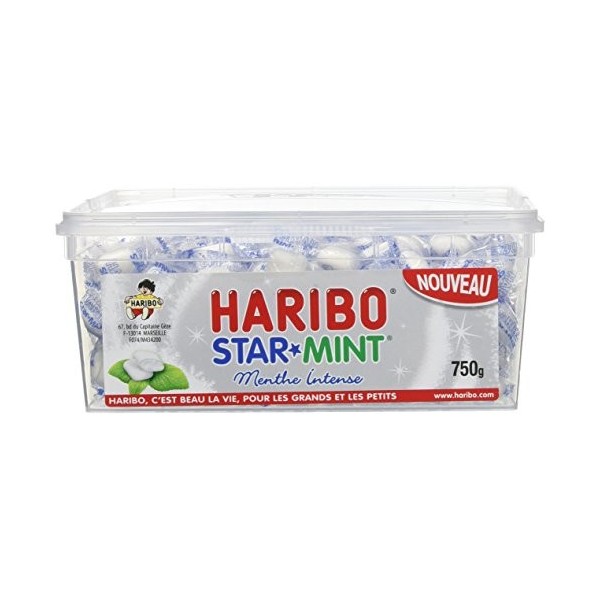 HARIBO - StarMint - Bonbon Dragéifié Goût Menthe - Boîte de 750 g