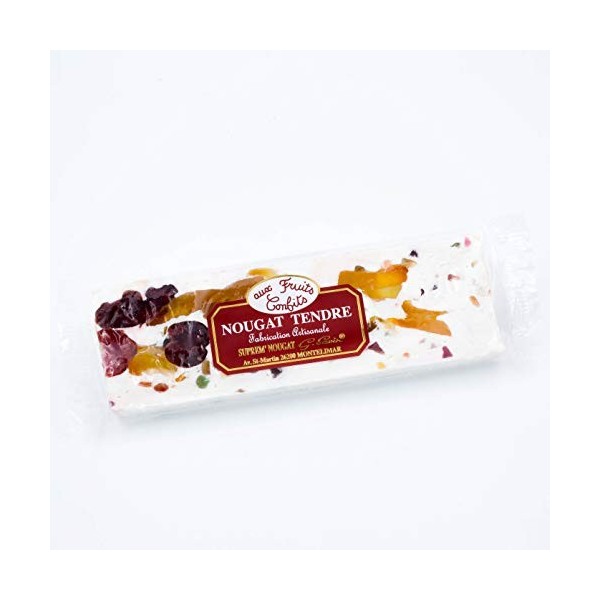 Barre de nougat tendre aux fruits confits – 100g