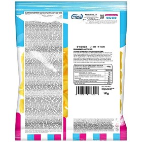 Vidal Gaines, Bananes géantes Sucre, Caramel en caoutchouc en forme de banane et couleur jaune recouvert de sucre. Sac de 1 k