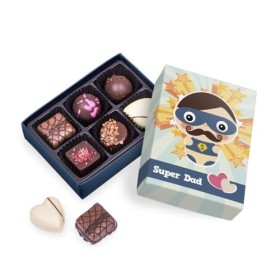Boite de chocolats pour Papa - Super Dad | 6 Chocolats | Assortiment | Cadeau | Offrir | Papa | Premium | Boite | Dad | Pâque
