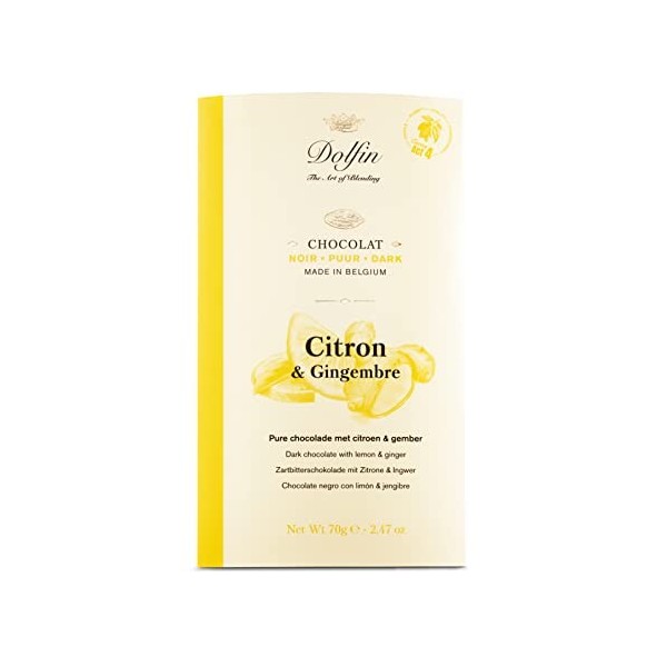 Dolfin chocolat noir avec citron et gingembre - 70 grammes
