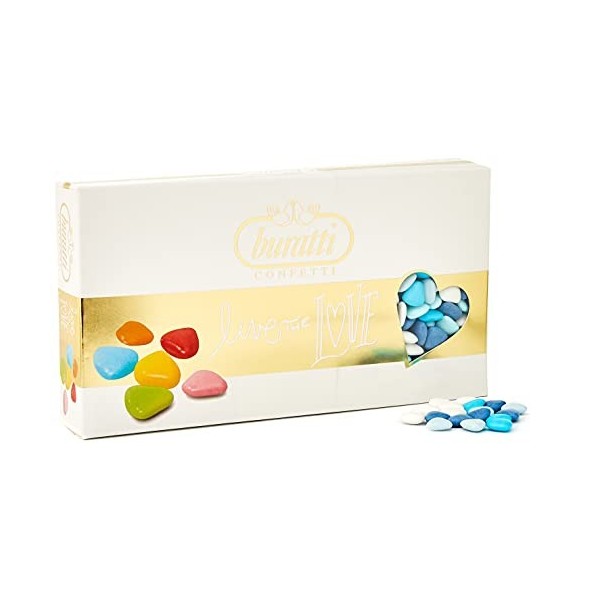 Buratti Confetti Dragees au Chocolat Mini Coeur Ombrè Bleues 1 Kg
