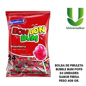 Bon Bon Bum Bubble Gum Sac Fraise - Pack de 24 unités -Colombine