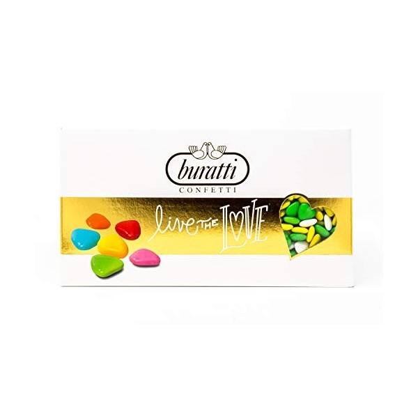 Buratti Confetti Dragées au Chocolat Avec Mini Coeurs Verts Ombrés 1 Kg