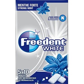 Freedent 5 Etuis de 10 Chewing-Gums sans Sucres White Menthe Forte