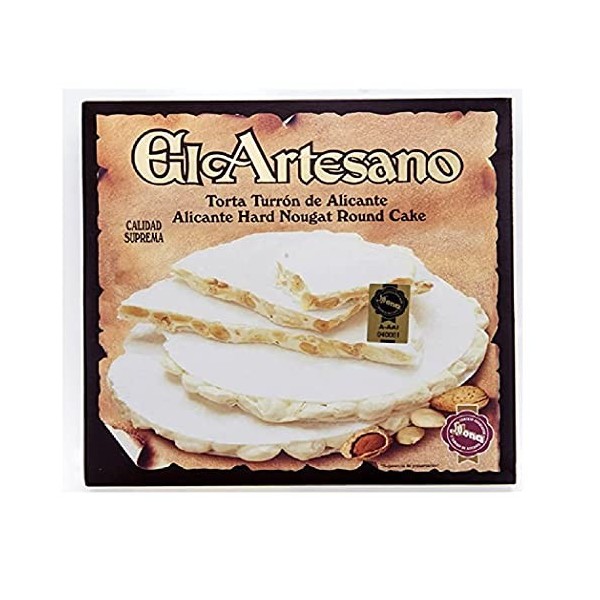 El Artesano - Touron Dur avec du Miel/Amandes sans Gluten 200g - Turron de Jijona, Turron espagnol, Nougat