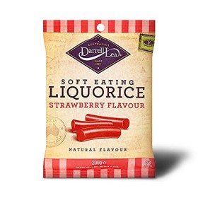 Darrell Lea Réglisse Douce à la Fraise 200&nbsp;g - Lot de 8