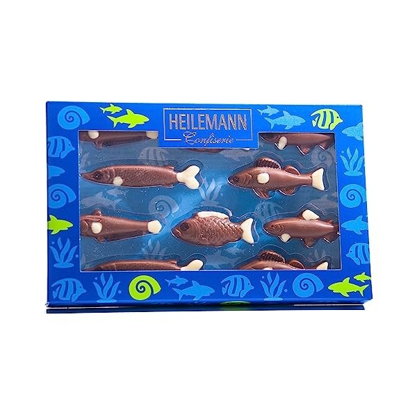 Heilemann Figurines en chocolat à thème, coffret cadeau au lait noble, 100 g poissons 