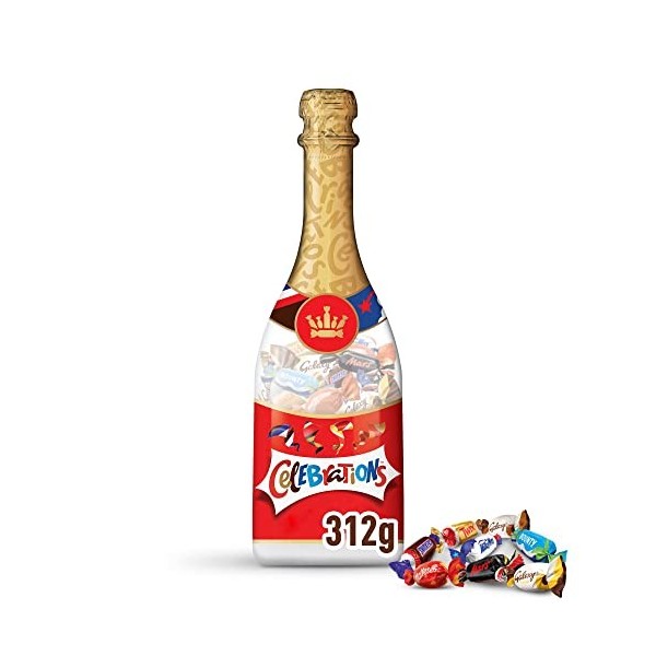 CELEBRATIONS - Bouteille contenant assortiment de minis chocolats SNICKERS, TWIX, MARS, MALTESERS, BOUNTY et autres - chocola