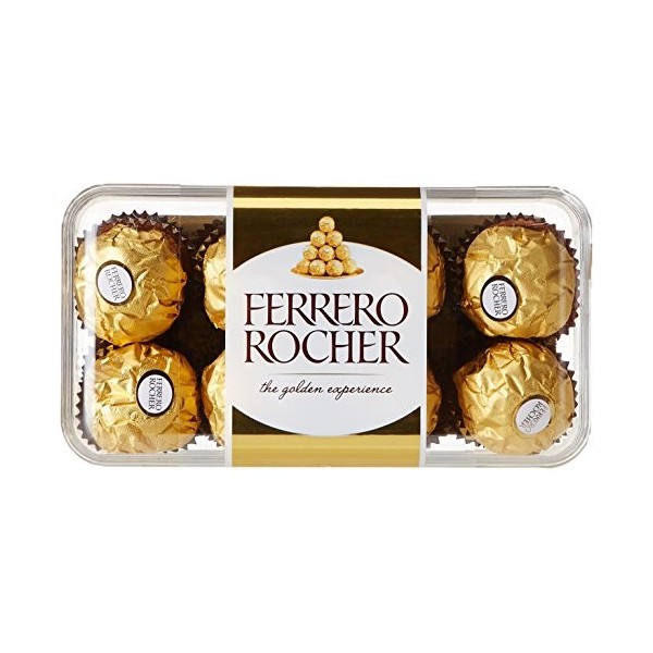 Ferrero Rocher - paquet de 16 pièces croquantes au chocolat au lait avec noisettes et fourrage crémeux