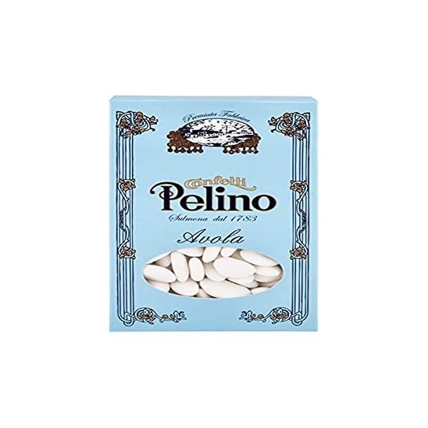 Confetti Pelino de Sulmona depuis 1783 - Dragées - Blanc - Amande Avola - Pour mariages, communion, confirmations, 250 gr - P