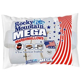 Rocky Mountain Marshmallows MEGA 340g, bonbons américains traditionnels à rôtir sur le feu de camp, à griller ou à cuire au f