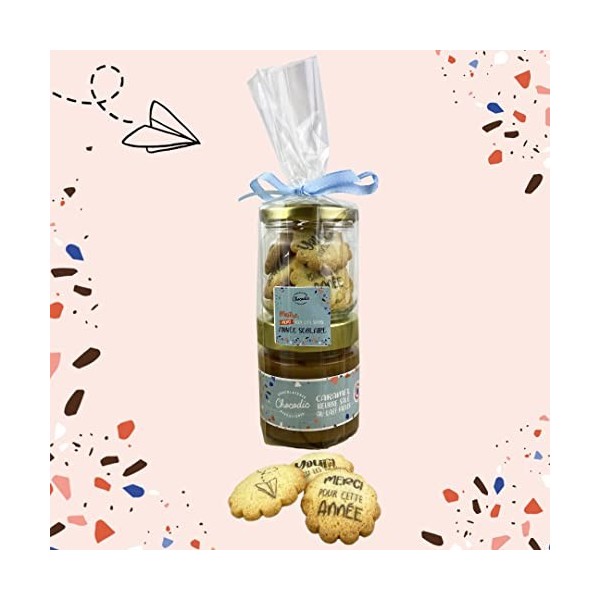 Coffret gourmand caramel et galettes au beurre personnalisées Chocolat Merci Maîtresse ou Maître ou Atsem Version Merci Mait